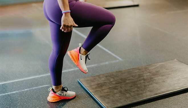 Patient is stepping up to help prevent sciatica pain.